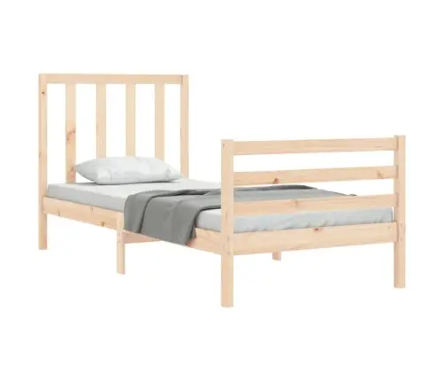 Gultas Rāmis Ar Galvgali, Vienvietīgs, Masīvkoks Vidaxl