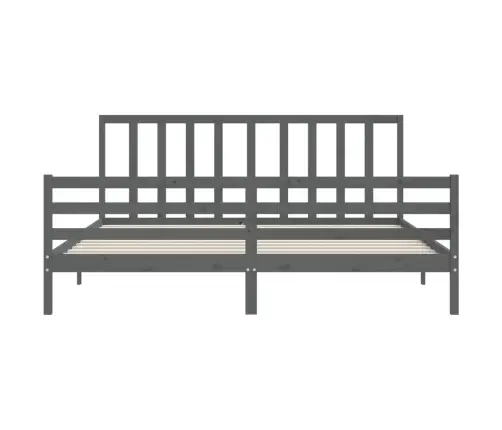 Gultas Rāmis Ar Galvgali, 200X200 Cm, Masīvkoks, Pelēks Vidaxl