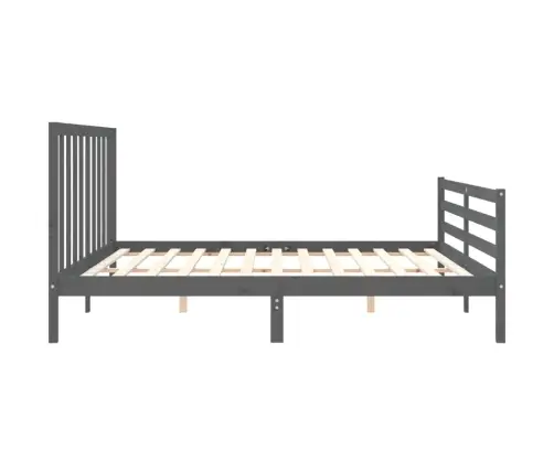 Gultas Rāmis Ar Galvgali, 200X200 Cm, Masīvkoks, Pelēks Vidaxl