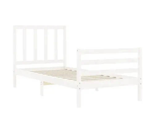 Gultas Rāmis Ar Galvgali, Vienvietīgs, Masīvkoks, Balts Vidaxl