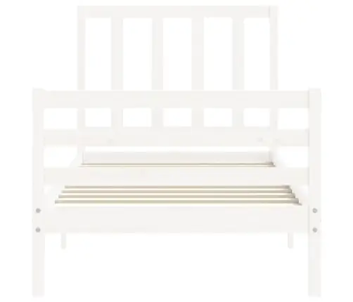 Gultas Rāmis Ar Galvgali, Vienvietīgs, Masīvkoks, Balts Vidaxl