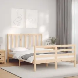 Gultas Rāmis Ar Galvgali, Divvietīgs, Masīvkoks Vidaxl