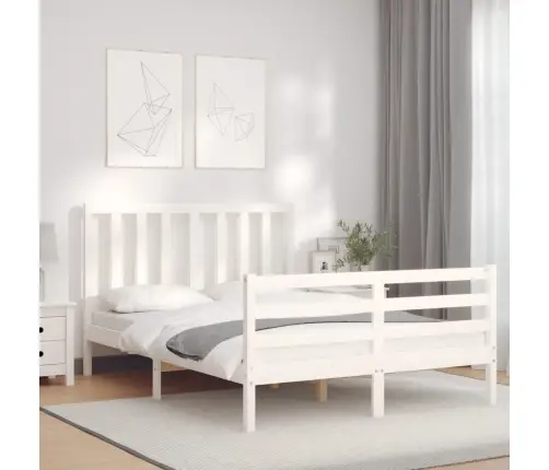 Gulta Bez Matrača, Balts, 140X200 Cm, Priedes Masīvkoks Vidaxl