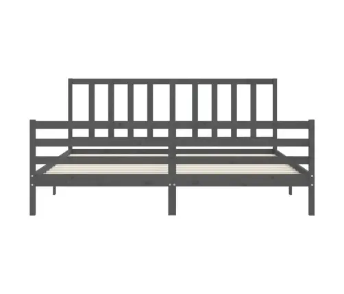 Gultas Rāmis Ar Galvgali, 200X200 Cm, Masīvkoks, Pelēks Vidaxl