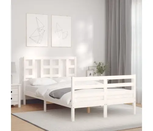 Voodiraam Peatsiga, Valge, Täispuit