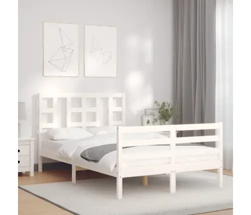 Voodiraam Peatsiga, Valge, 120 X 200 cm Täispuit