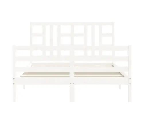 Gultas Rāmis Ar Galvgali, King Size Izmērs, Masīvkoks, Balts Vidaxl