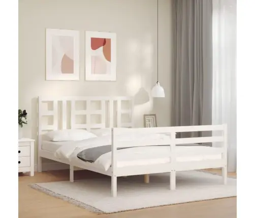 Gultas Rāmis Ar Galvgali, King Size Izmērs, Masīvkoks, Balts Vidaxl