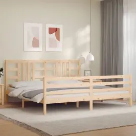 Gultas Rāmis Ar Galvgali, 200X200 Cm, Masīvkoks Vidaxl