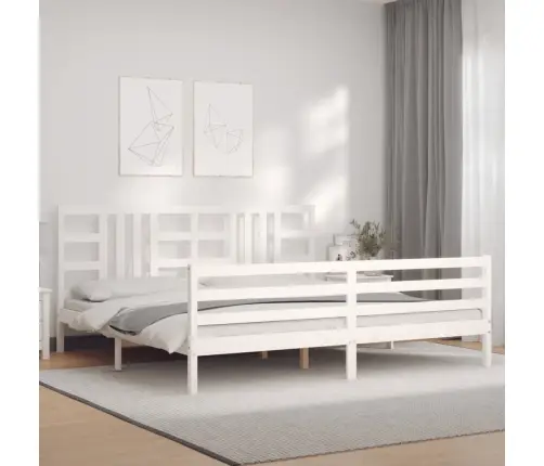 Gultas Rāmis Ar Galvgali, 200X200 Cm, Masīvkoks, Balts Vidaxl