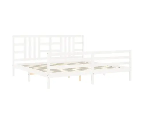 Gultas Rāmis Ar Galvgali, 200X200 Cm, Masīvkoks, Balts Vidaxl
