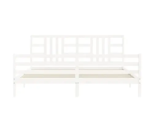 Gultas Rāmis Ar Galvgali, 200X200 Cm, Masīvkoks, Balts Vidaxl