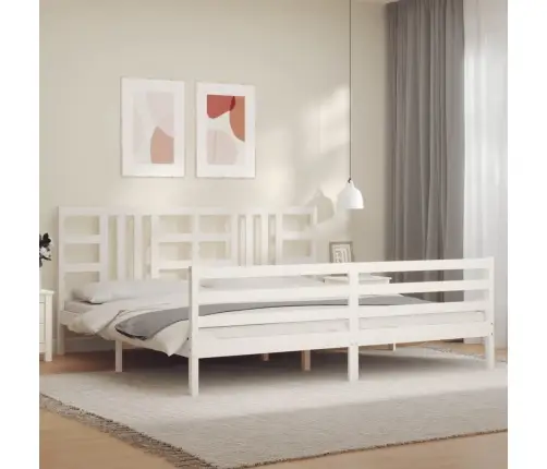 Gultas Rāmis Ar Galvgali, 200X200 Cm, Masīvkoks, Balts Vidaxl