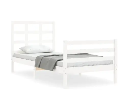 Lovos Rėmas Su Galvūgaliu, Baltas, Medienos Masyvas, Vienvietis