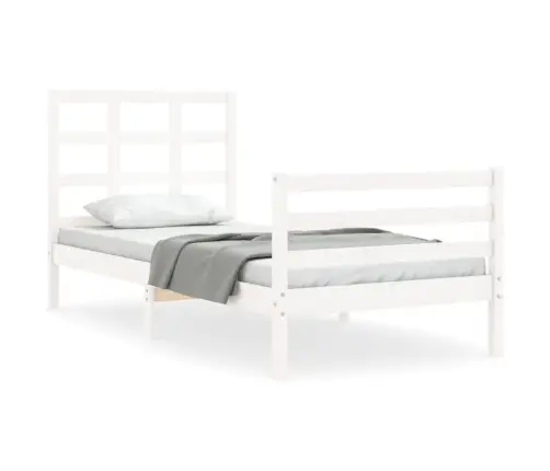 Lovos Rėmas Su Galvūgaliu, Baltas, 90X200cm Medienos Masyvas Lovos Rėmas Su Galvūgaliu, Baltas, 90X200cm Medienos Masyvas