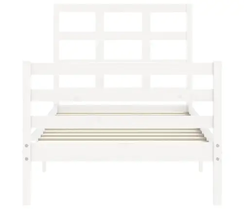 Lovos Rėmas Su Galvūgaliu, Baltas, 90X200cm Medienos Masyvas Lovos Rėmas Su Galvūgaliu, Baltas, 90X200cm Medienos Masyvas