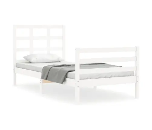 Voodiraam Peatsiga, Valge, 100 X 200 cm Täispuit