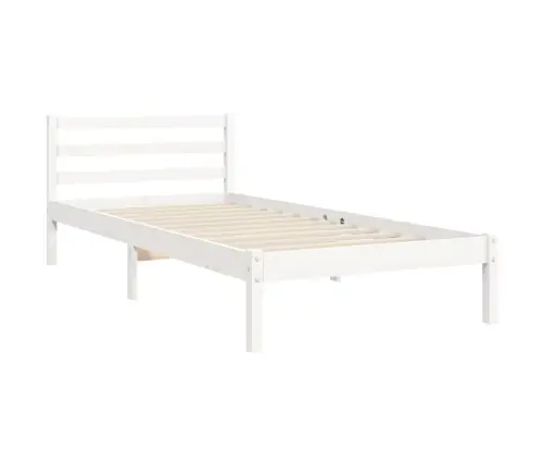 Voodiraam Peatsiga, Valge, 100 X 200 cm Täispuit