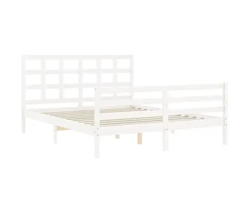 Voodiraam Peatsiga, Valge, 160 X 200 cm Täispuit