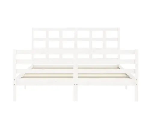 Voodiraam Peatsiga, Valge, 160 X 200 cm Täispuit