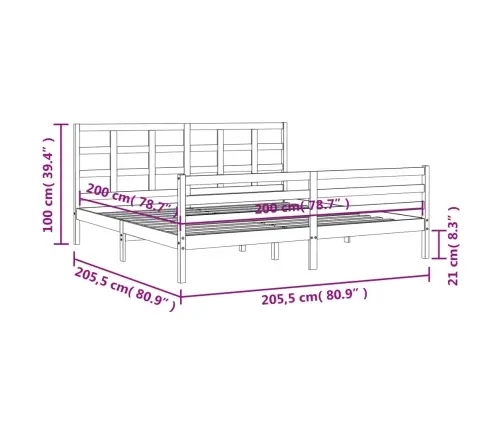 Gultas Rāmis Ar Galvgali, 200X200 Cm, Masīvkoks, Balts Vidaxl