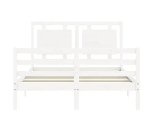 Voodiraam Peatsiga, Valge, 140 X 190 cm Täispuit