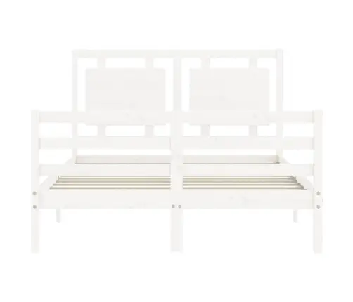 Voodiraam Peatsiga, Valge, 120 X 200 cm Täispuit