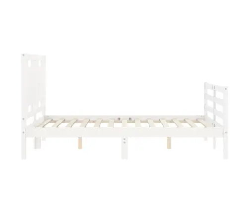 Voodiraam Peatsiga, Valge, 120 X 200 cm Täispuit