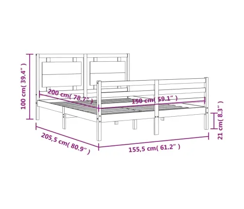 Gultas Rāmis Ar Galvgali, King Size Izmērs, Masīvkoks Vidaxl