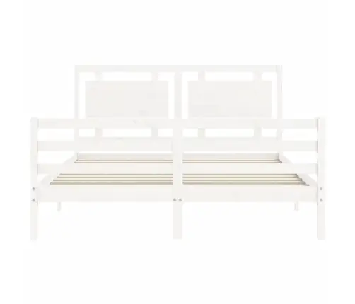 Gultas Rāmis Ar Galvgali, 160X200 Cm, Masīvkoks, Balts Vidaxl