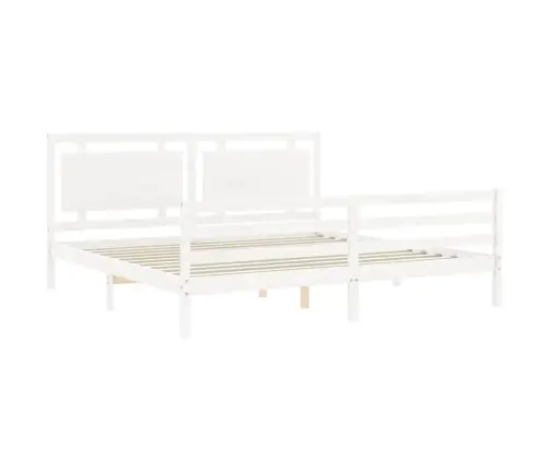 Gultas Rāmis Ar Galvgali, 200X200 Cm, Masīvkoks, Balts Vidaxl