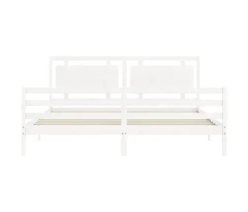 Gultas Rāmis Ar Galvgali, 200X200 Cm, Masīvkoks, Balts Vidaxl