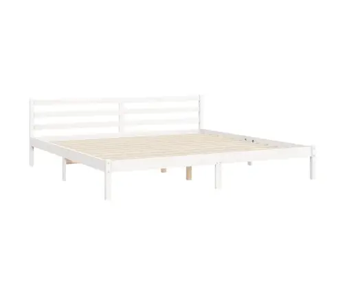 Gultas Rāmis Ar Galvgali, 200X200 Cm, Masīvkoks, Balts Vidaxl