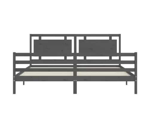 Gultas Rāmis Ar Galvgali, 200X200 Cm, Masīvkoks, Pelēks Vidaxl