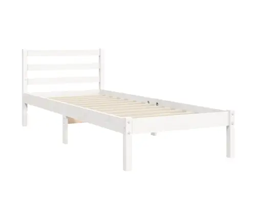 Lovos Rėmas Su Galvūgaliu, Baltas, Medienos Masyvas, Vienvietis