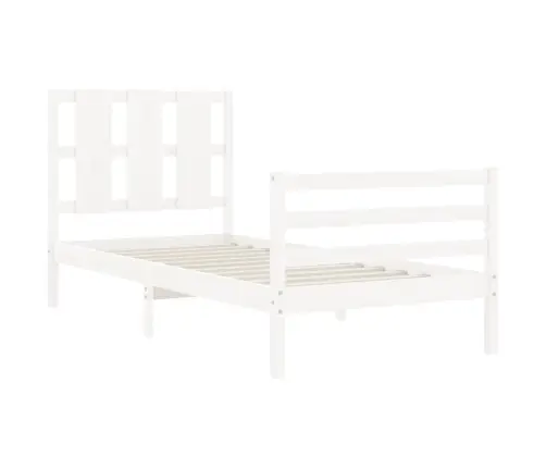 Voodiraam Peatsiga, Valge, 100 X 200 cm Täispuit