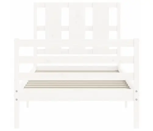 Voodiraam Peatsiga, Valge, 100 X 200 cm Täispuit