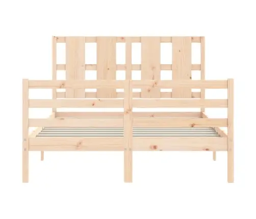 Gultas Rāmis Ar Galvgali, 140X200 Cm, Masīvkoks Vidaxl
