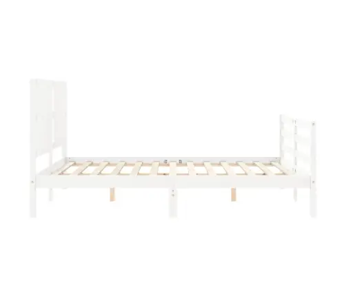 Gultas Rāmis Ar Galvgali, King Size Izmērs, Masīvkoks, Balts Vidaxl