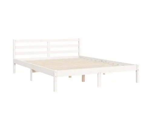 Gultas Rāmis Ar Galvgali, King Size Izmērs, Masīvkoks, Balts Vidaxl