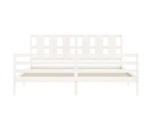 Voodiraam Peatsiga, Valge, 200 X 200 cm Täispuit