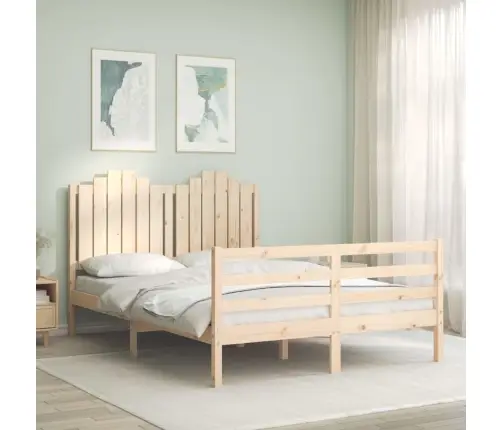 Gultas Rāmis Ar Galvgali, Divvietīgs, Masīvkoks Vidaxl