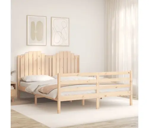 Gultas Rāmis Ar Galvgali, 160X200 Cm, Masīvkoks Vidaxl