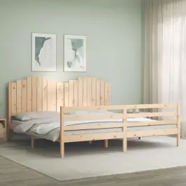 Gultas Rāmis Ar Galvgali, 200X200 Cm, Masīvkoks Vidaxl