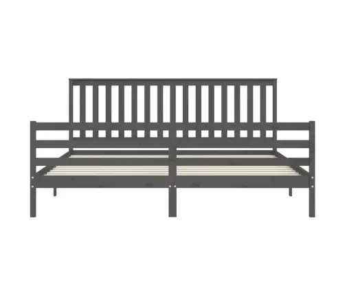 Gultas Rāmis Ar Galvgali, 200X200 Cm, Masīvkoks, Pelēks Vidaxl
