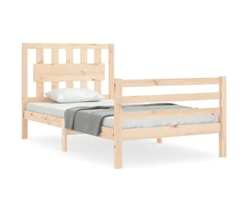 Gultas Rāmis Ar Galvgali, Vienvietīgs, Masīvkoks Vidaxl