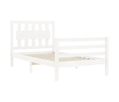 Gultas Rāmis Ar Galvgali, Vienvietīgs, Masīvkoks, Balts Vidaxl