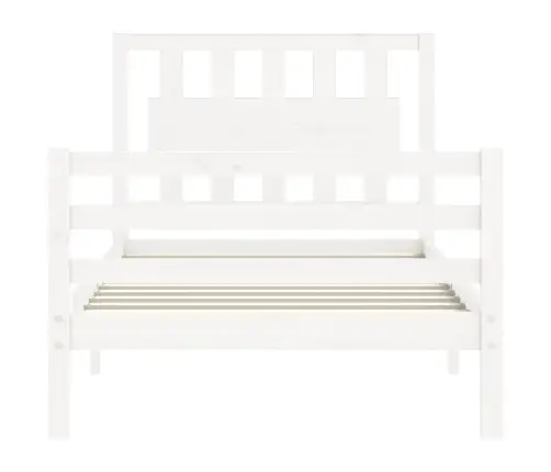 Gultas Rāmis Ar Galvgali, Vienvietīgs, Masīvkoks, Balts Vidaxl
