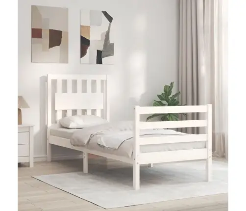 Gultas Rāmis Ar Galvgali, Vienvietīgs, Masīvkoks, Balts Vidaxl