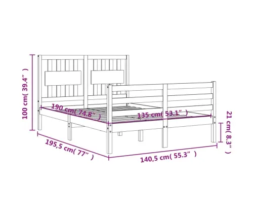 Voodiraam Peatsiga, Valge, Täispuit